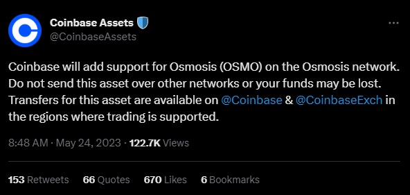 Coinbase OSMO